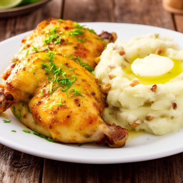 Zesty Lime-Marinated Chicken Thighs with Creamy Garlic Mashed Potatoes