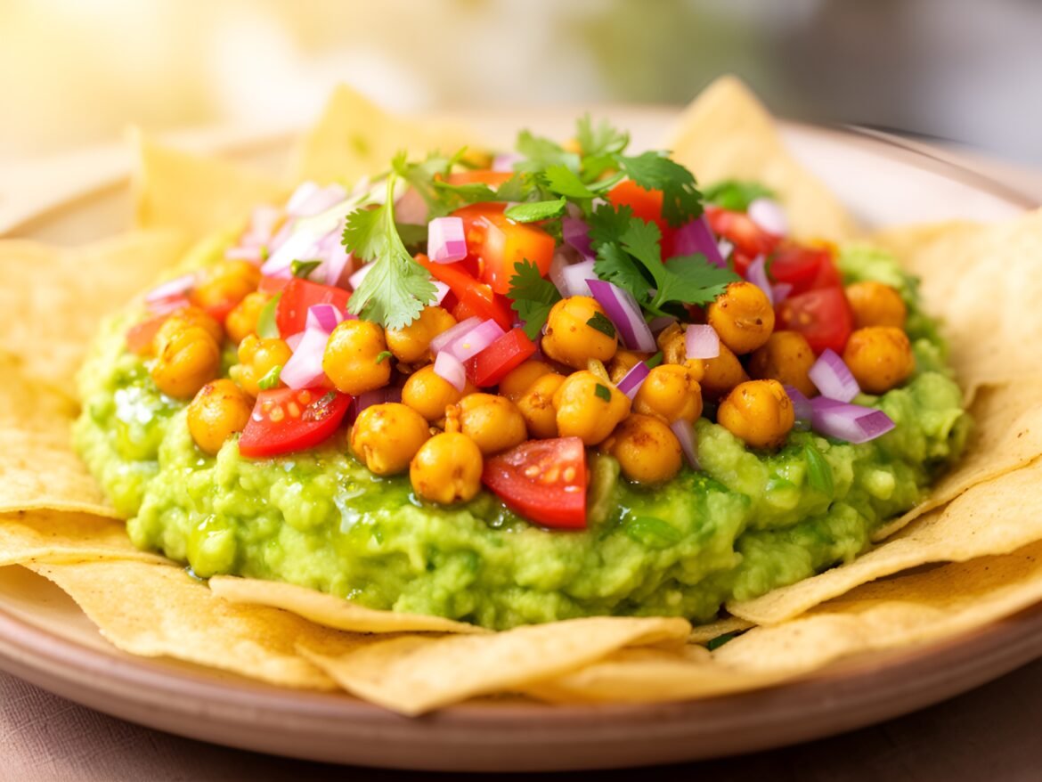 Zesty Spicy Roasted Chickpea & Avocado Nacho Bites