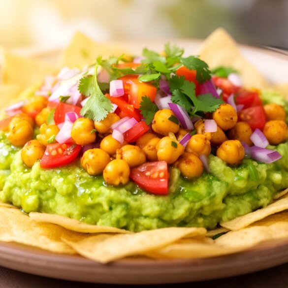 Zesty Spicy Roasted Chickpea & Avocado Nacho Bites