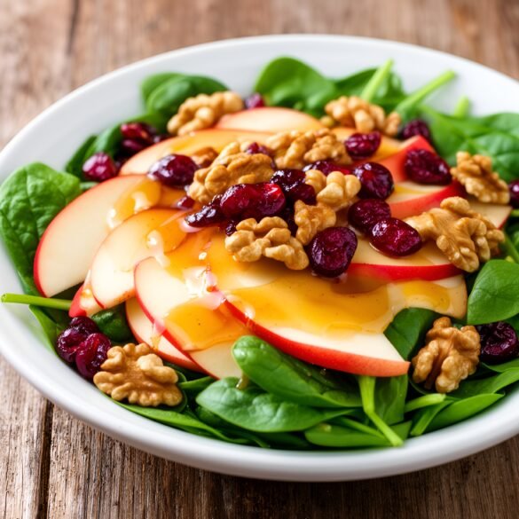 Autumn Apple-Cranberry Spinach Salad with Maple-Walnut Vinaigrette