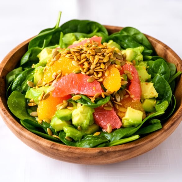 Bright Avocado-Citrus Spinach Salad with Toasted Seeds