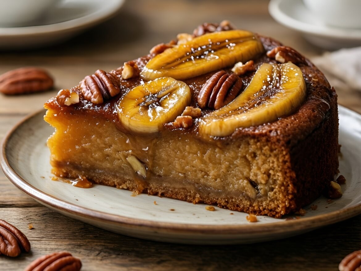 Caramelized Banana-Pecan Upside-Down Cake