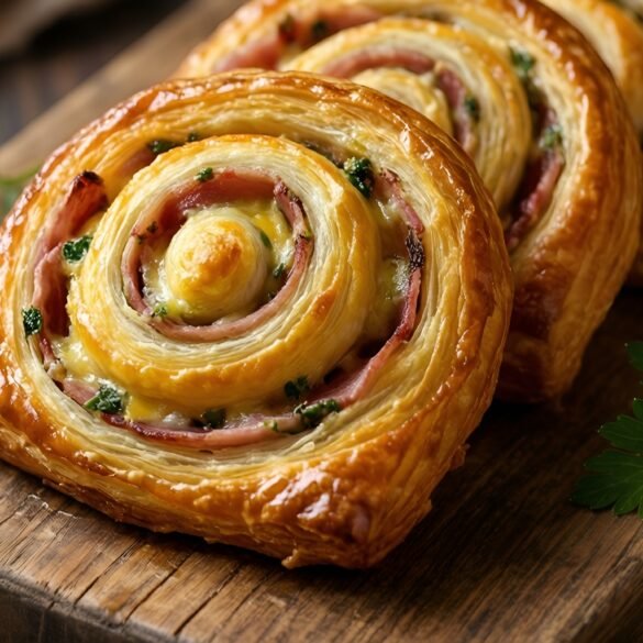 Cheesy Ham and Herb Puff Pastry Pinwheels