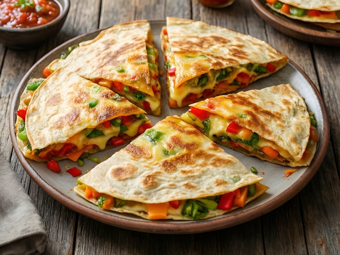Cheesy Veggie Rainbow Quesadillas with Hidden Greens
