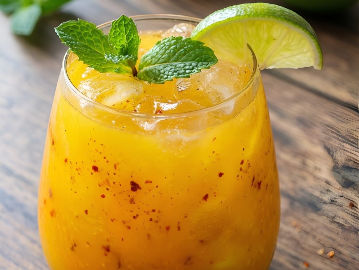 Chili-Mango Sparkler with Mint Infusion