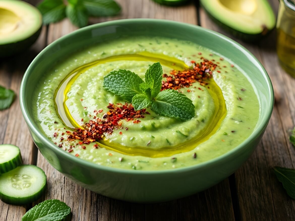 Chilled Avocado-Cucumber Gazpacho with Mint Infusion