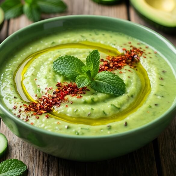 Chilled Avocado-Cucumber Gazpacho with Mint Infusion