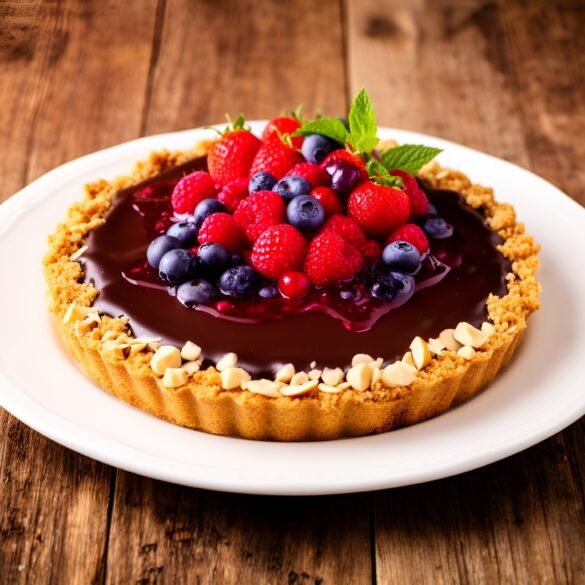 Chocolate-Hazelnut Crumble Tart with Berry Compote