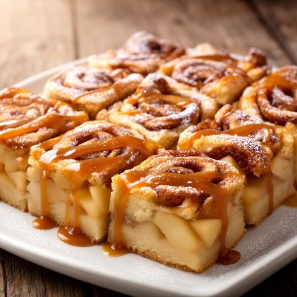 Cinnamon Swirl Apple Pie Bars with Caramel Drizzle