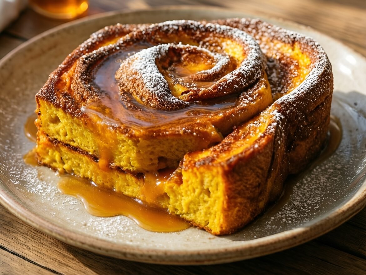 Cinnamon-Swirled Pumpkin French Toast Bake