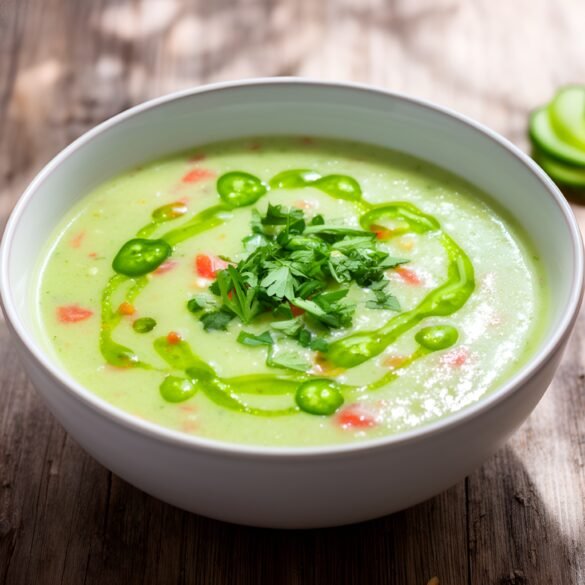 Coconut-Lemongrass Chilled Gazpacho with Spicy Jalapeño Drizzle