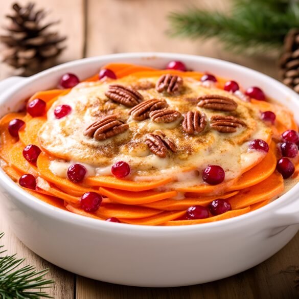 Cranberry-Cinnamon Infused Sweet Potato Gratin