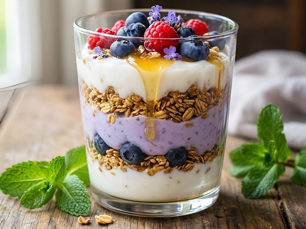 Creamy Honey-Lavender Yogurt Parfait with Crunchy Granola