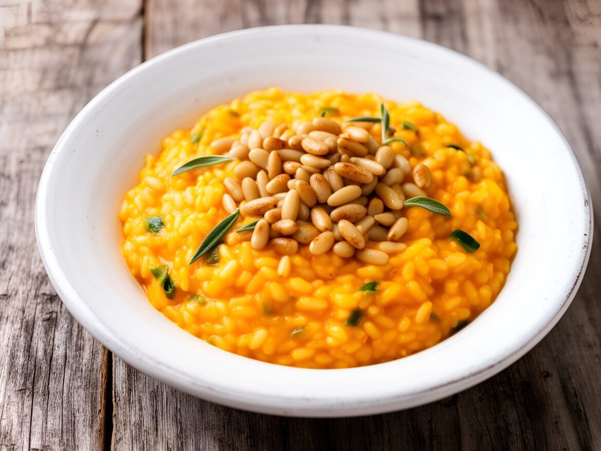 Creamy Pumpkin and Sage Risotto with Toasted Pine Nuts