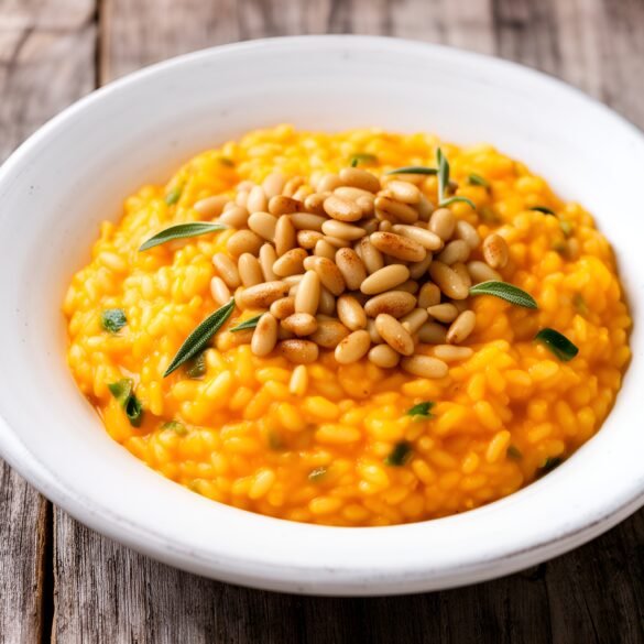 Creamy Pumpkin and Sage Risotto with Toasted Pine Nuts