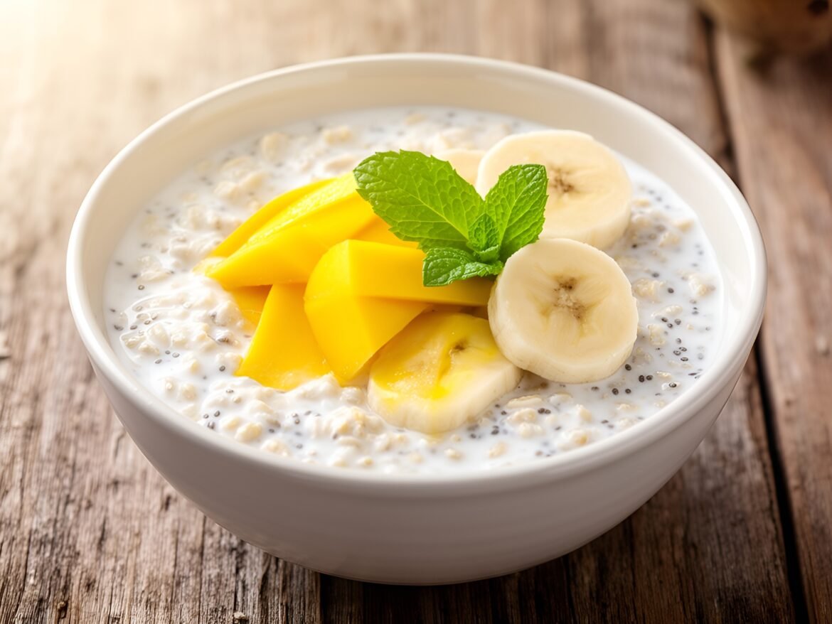 Creamy Tropical Mango-Banana Overnight Oats