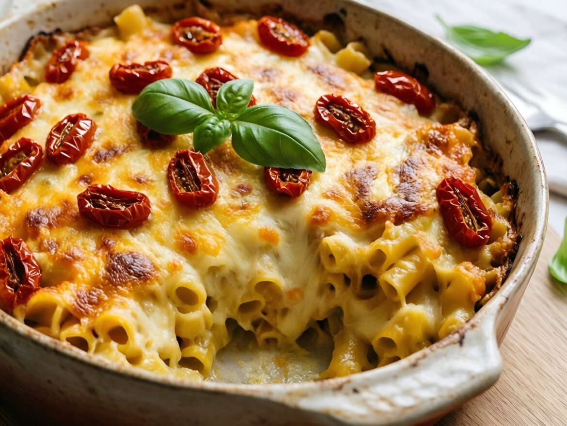 Creamy Tuscan Chicken Pasta Bake with Sun-Dried Tomatoes