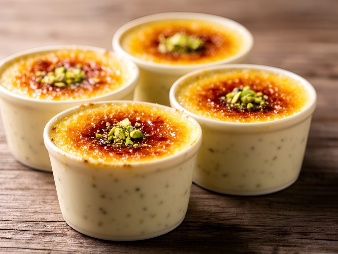 Creamy Vanilla-Pistachio Crème Brûlée Cups
