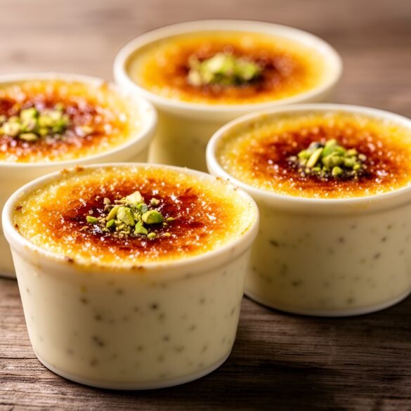 Creamy Vanilla-Pistachio Crème Brûlée Cups