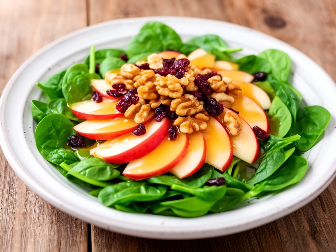 Crisp Apple-Walnut Spinach Salad with Maple Vinaigrette