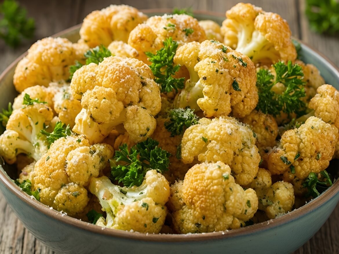 Crispy Baked Parmesan-Ranch Cauliflower Popcorn