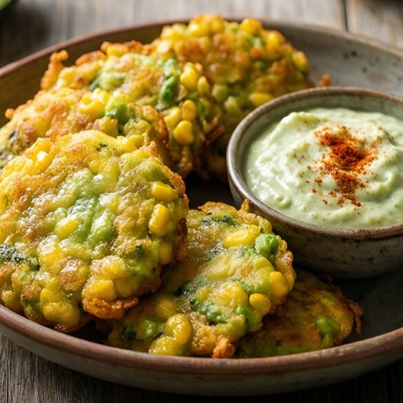 Crispy Creamy Avocado-Corn Fritters with Zesty Lime Dip