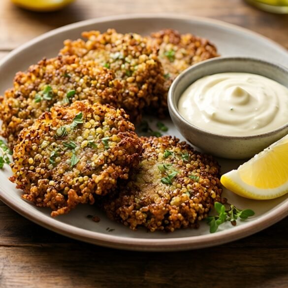 Crispy Garlic & Herb Quinoa Fritters with Lemon Aioli
