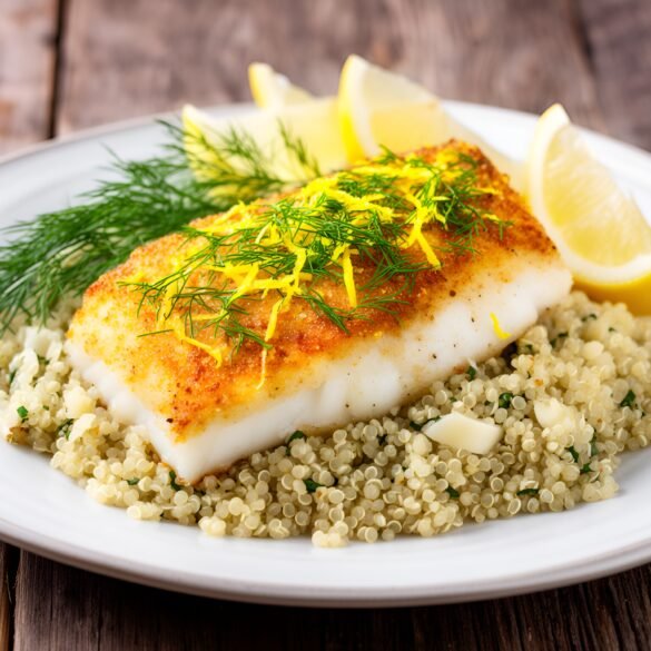Crispy Lemon-Dill Baked Cod with Garlic Herb Quinoa