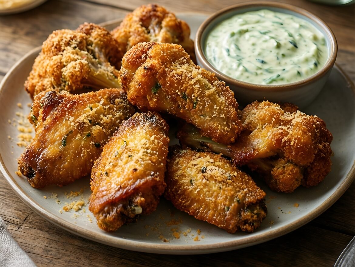 Crispy Parmesan-Crusted Cauliflower Wings with Zesty Dip