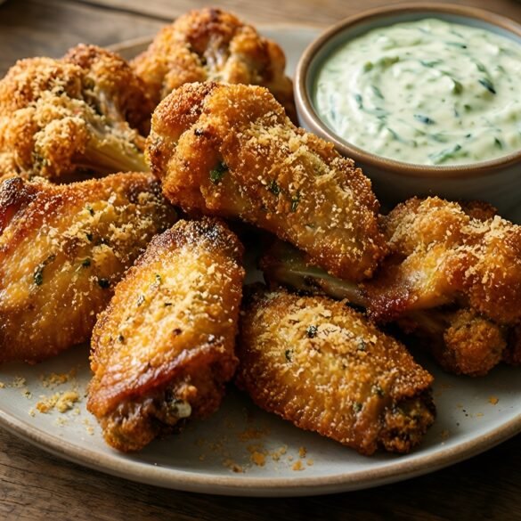 Crispy Parmesan-Crusted Cauliflower Wings with Zesty Dip