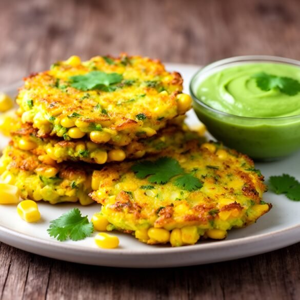 Crispy Smoky Chipotle Corn Fritters with Creamy Avocado Cilantro Dip