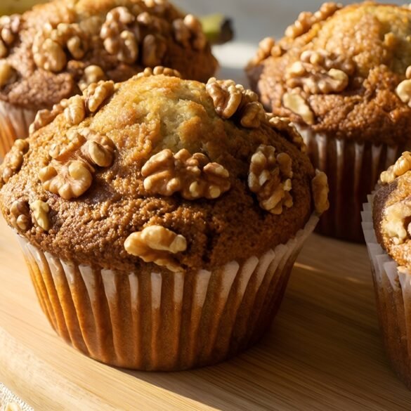 Crunchy Banana-Oatmeal Breakfast Muffins with Walnuts