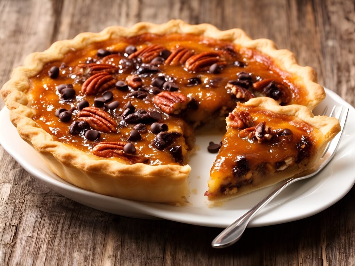 Decadent Caramel-Pecan Chocolate Chip Pie