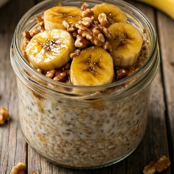 Decadent Caramelized Banana-Walnut Overnight Oats