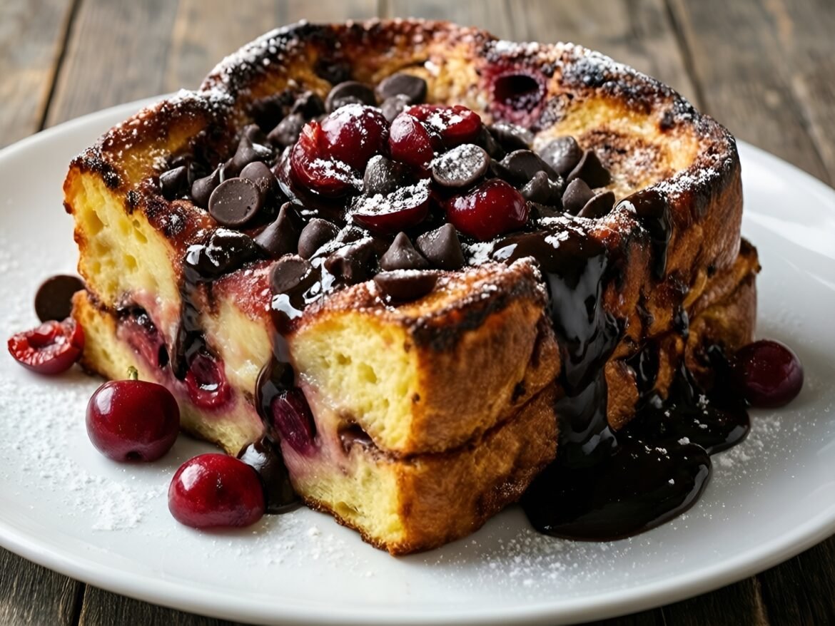 Decadent Chocolate-Cherry Overnight French Toast Casserole