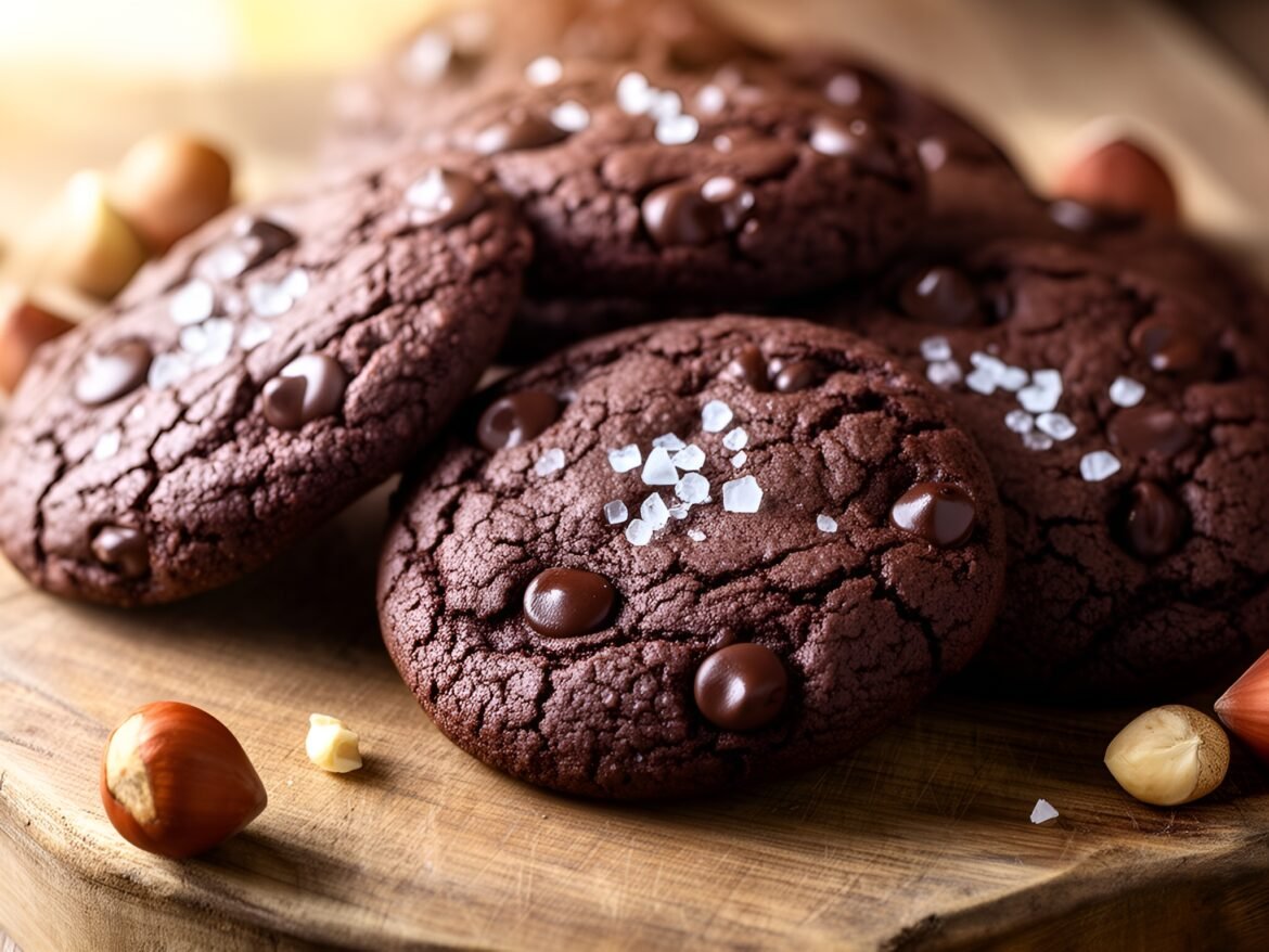 Decadent Chocolate Hazelnut Bliss Cookies with Sea Salt Flakes