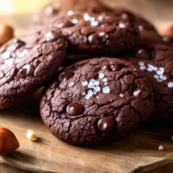 Decadent Chocolate Hazelnut Bliss Cookies with Sea Salt Flakes