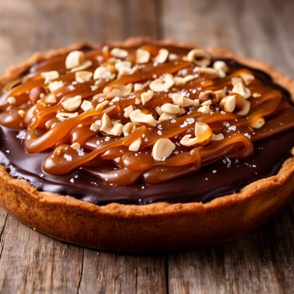 Decadent Chocolate Hazelnut Whirlwind Tart with Sea Salt Caramel
