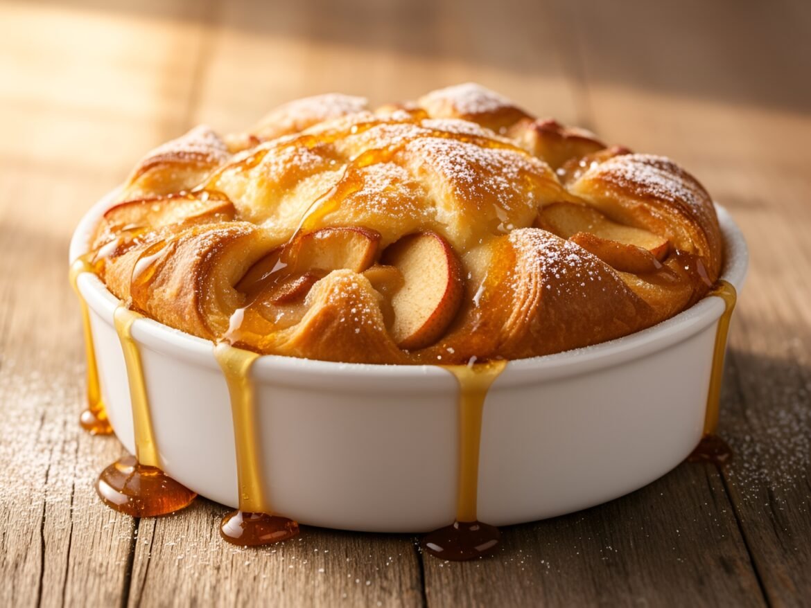 Decadent Cinnamon-Apple Croissant Bake with Maple Drizzle