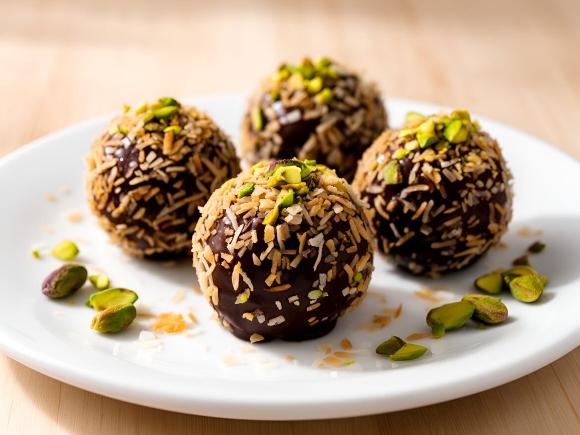 Decadent Coconut-Pistachio Truffle Cake Bites