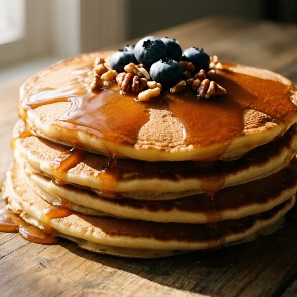 Decadent Maple-Bourbon Glazed Oatmeal Pancakes