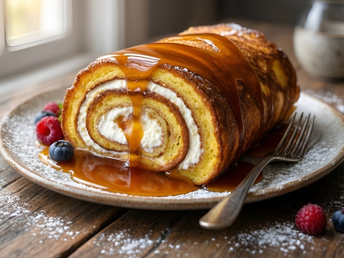 Decadent Maple-Ricotta Stuffed French Toast Roulade