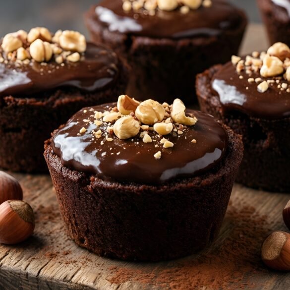 Decadent Mocha Hazelnut Brownie Cups with Creamy Ganache