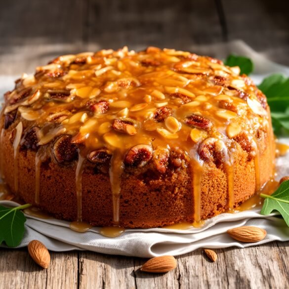 Decadent Toasted Almond Fig Cake with Maple Drizzle