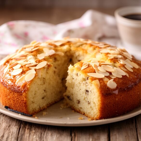 Decadent Velvety Vanilla Bean Coffee Cake with Almond Crunch