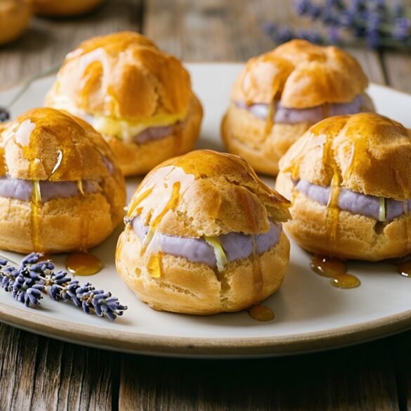 Delicate Lemon-Lavender Cream Puffs with Honey Glaze