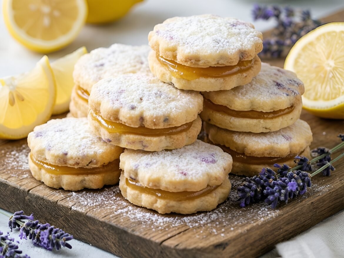 Delicate Lemon-Lavender Shortbread Sandwiches with Honey Cream