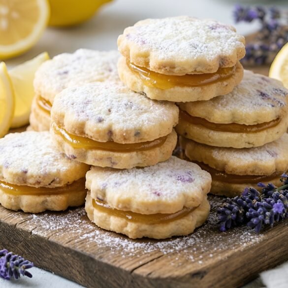 Delicate Lemon-Lavender Shortbread Sandwiches with Honey Cream