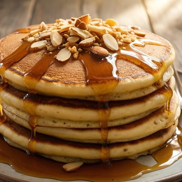 Delicious Almond-Crusted Banana Bread Pancakes with Maple Drizzle