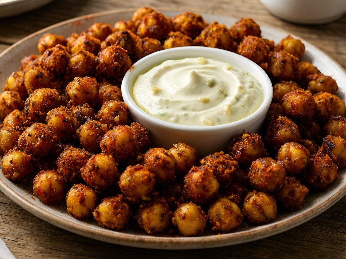 Flavor-Packed Crispy Chickpea Nibbles with Creamy Garlic Aioli